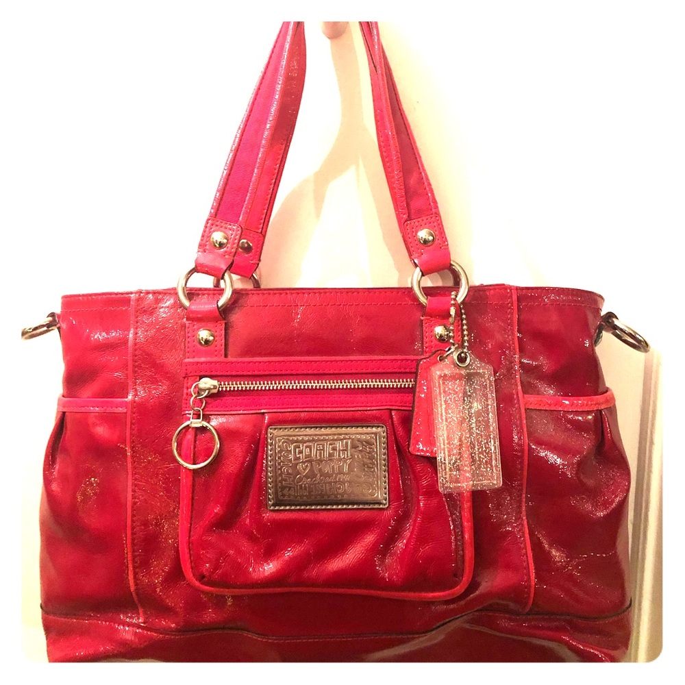 Genuine Red/Melon/ Coral COACH Tote Bag